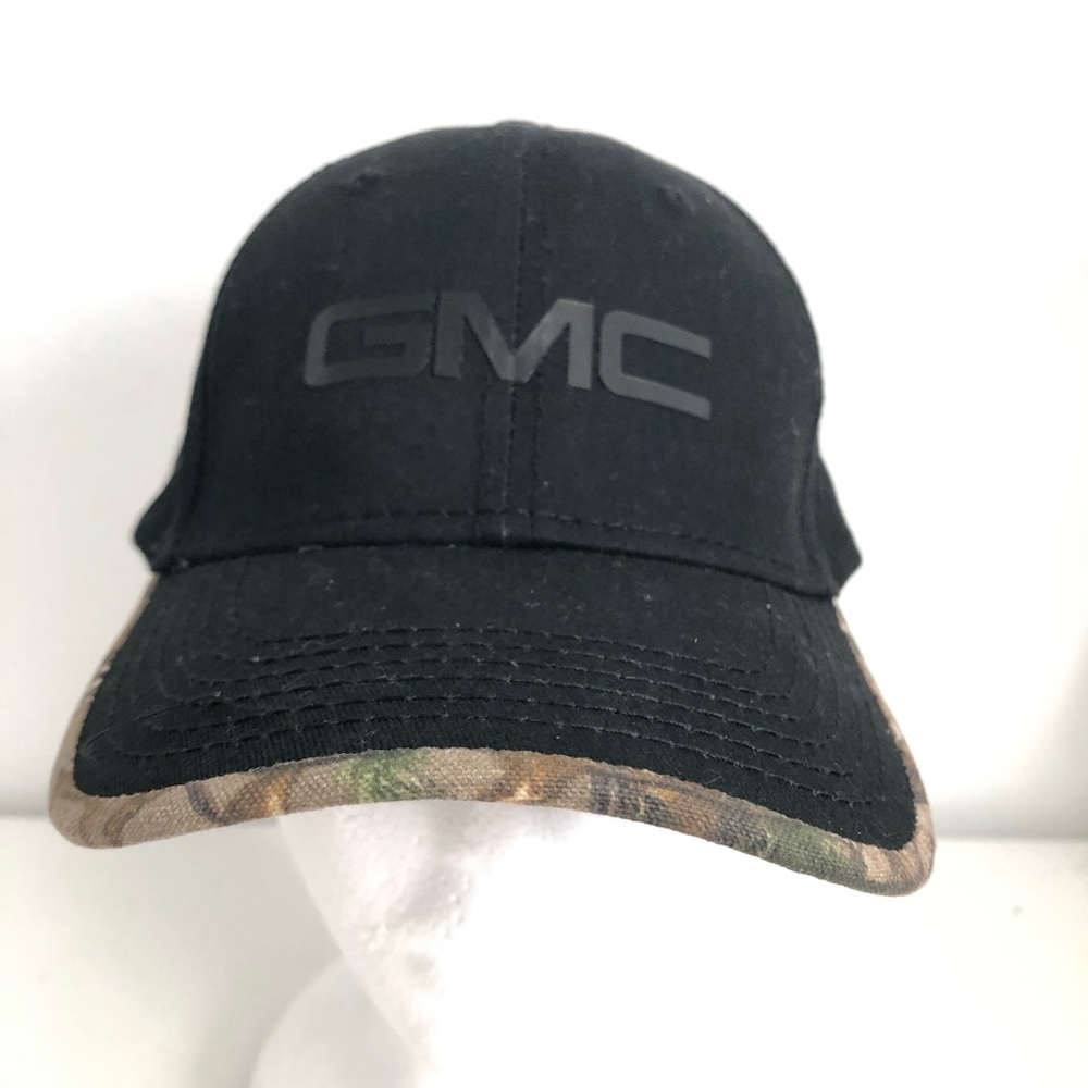 NWOT GMC Black Baseball Cap with Camo Trim